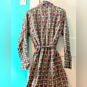 Vintage Y2K Nautica Multicolor Patterned Logo Belted Long Trench Coat